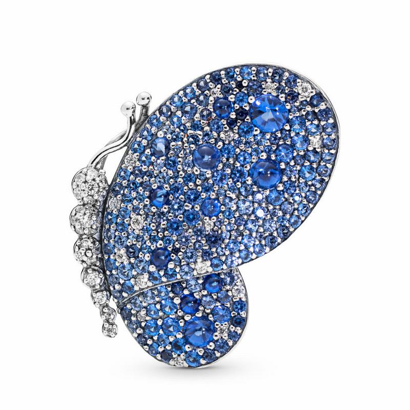 Pandora Dazzling Blue Butterfly Pendant - Sterling Silver/Blue/Mixed Stones - Canada | XE8426EM